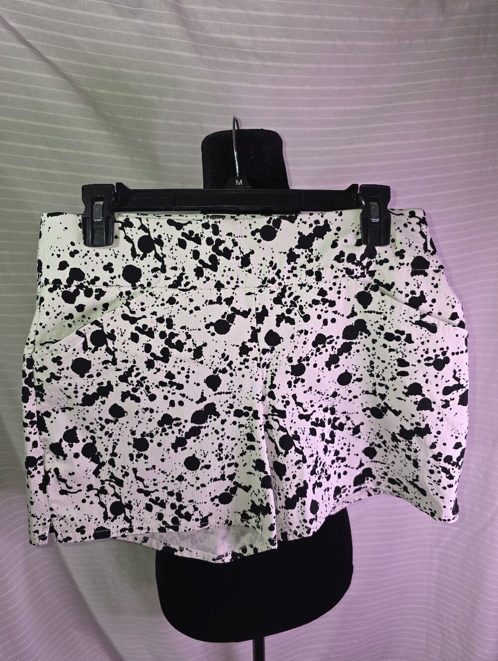 Premise Black and White Paint-Splatter Shorts, Medium
